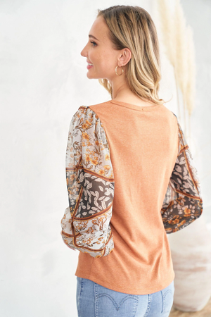 Jackie Printed Blouse - Rust