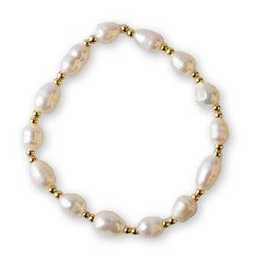 Lenny & Eva Bracelet - Gilded Gold Beaded Duo Freshwater Pearl Bracelet - 10mm