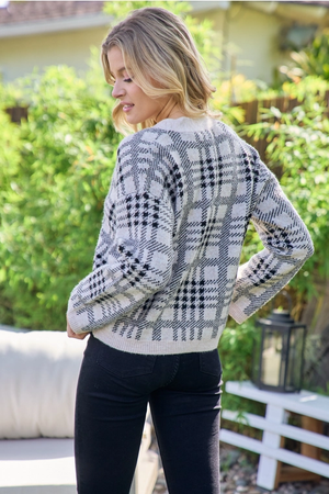 Taurus Medium Weight Plaid Cardigan - Taupe