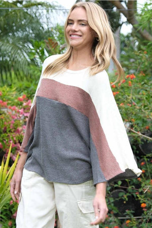Aspen Color Block Pancho - Olive