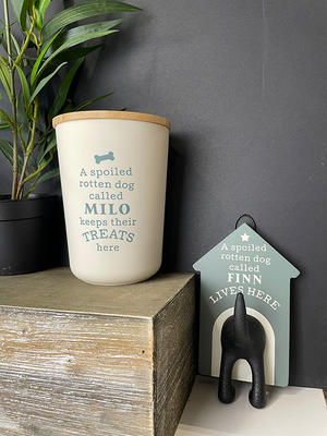 Dog Treat Jar - Cream (Pre-Printed Names)
