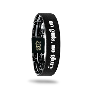 ZOX Wristband - No Guts, No Glory - Uplifting/Motivational - Medium Size