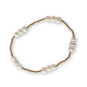 Lenny & Eva Bracelet - Gilded Gold Beaded Trio Freshwater Pearl Bracelet