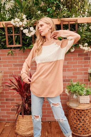 Haute French Terry Long Sleeve Top - Taupe