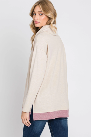 Nellie Color Block Knit Top - Oatmeal