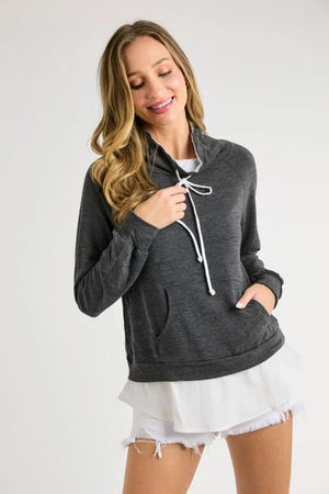 Whimsy Raglan Long Sleeve Top - Charcoal