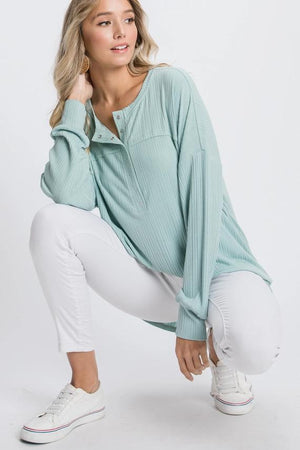 Sierra Long Sleeve Top - Aqua
