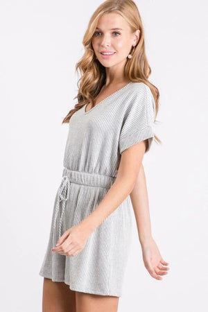 Jazzlyn Textured Knit Romper - Grey