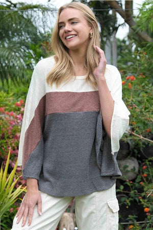 Aspen Color Block Pancho - Olive