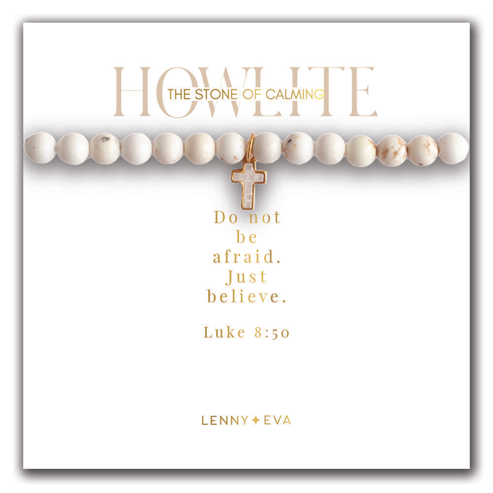 Lenny & Eva Bracelet -Symbolic Stones Scripture Cross Bracelet Howlite