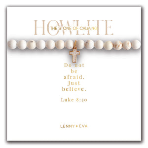 Lenny & Eva Bracelet -Symbolic Stones Scripture Cross Bracelet Howlite