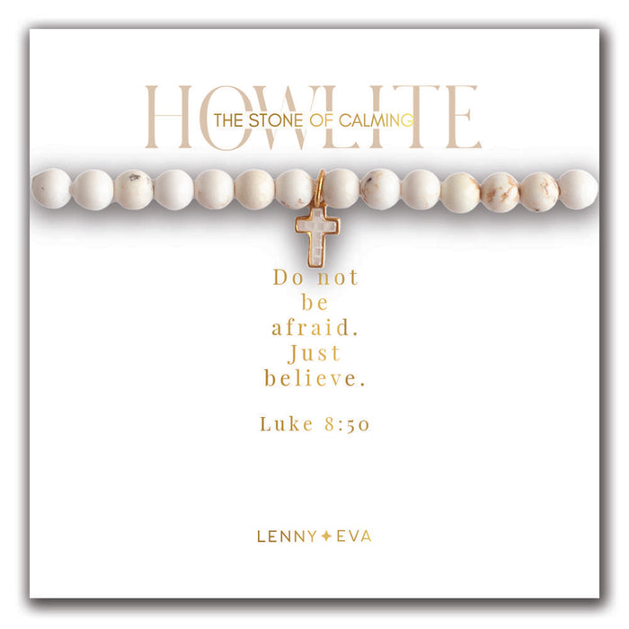 Lenny & Eva Bracelet -Symbolic Stones Scripture Cross Bracelet Howlite