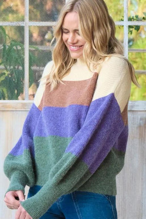 Myrtle Color Block Sweater - Ivory