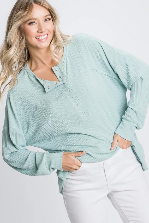 Sierra Long Sleeve Top - Aqua