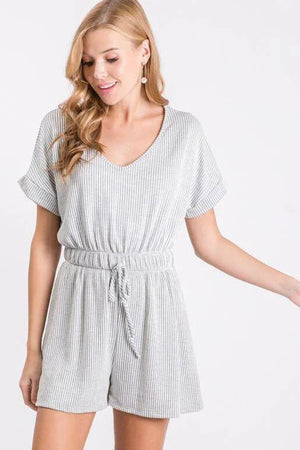 Jazzlyn Textured Knit Romper - Grey