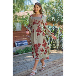 Valkyrie Smocked Bodice Dress - Sage