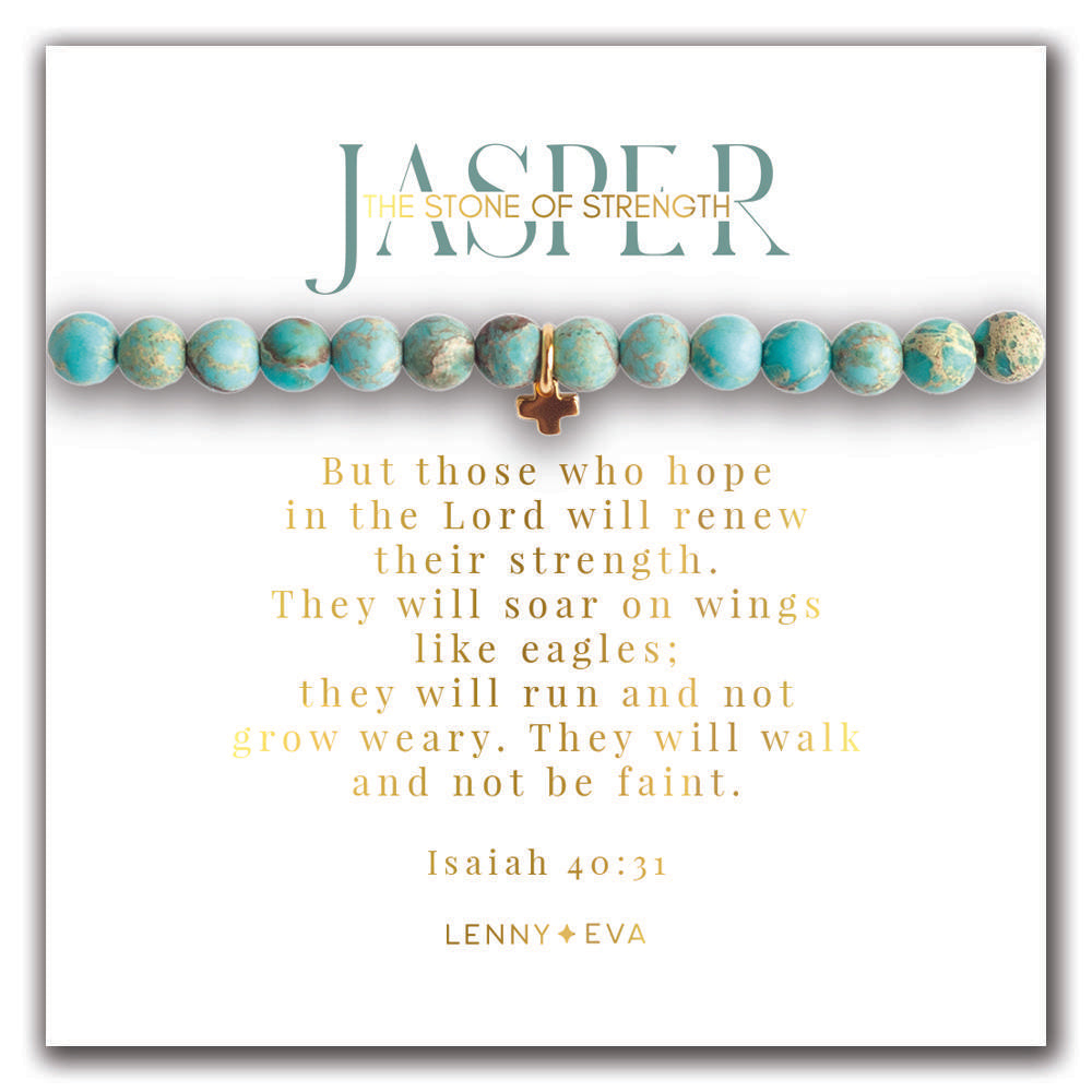 Lenny & Eva Bracelet -Symbolic Stones Scripture Cross Bracelet Jasper
