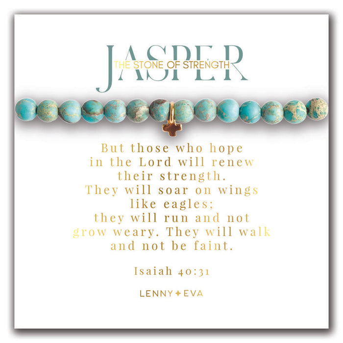 Lenny & Eva Bracelet -Symbolic Stones Scripture Cross Bracelet Jasper