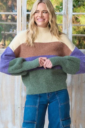 Myrtle Color Block Sweater - Ivory