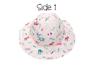 Kids UPF50+ Patterned Sun Hat - Pink Zoo