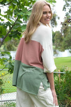 Austin Color Block Tunic - Salmon