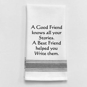 Tea Towel - White with Black Lined Trim
