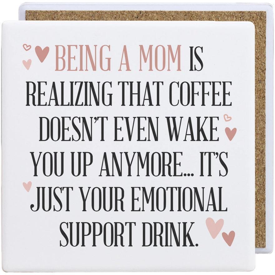 Ceramic Square Coaster - Being A Mom Coffee