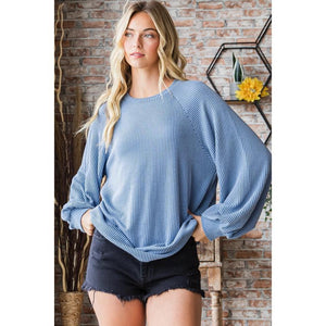 Dakota Two Tone Raglan Pullover - Blue