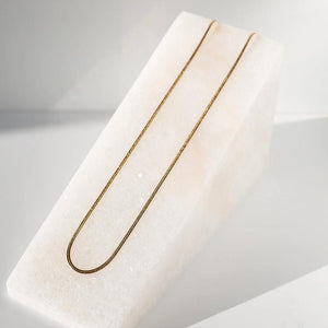 Lenny & Eva Necklace - Herringbone Gilded Gold Chain 24"