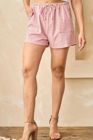 Belle Gingham Pattern Shorts - Pink