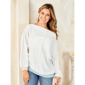 Palmer Color Blocked Long Sleeve Blouse - White