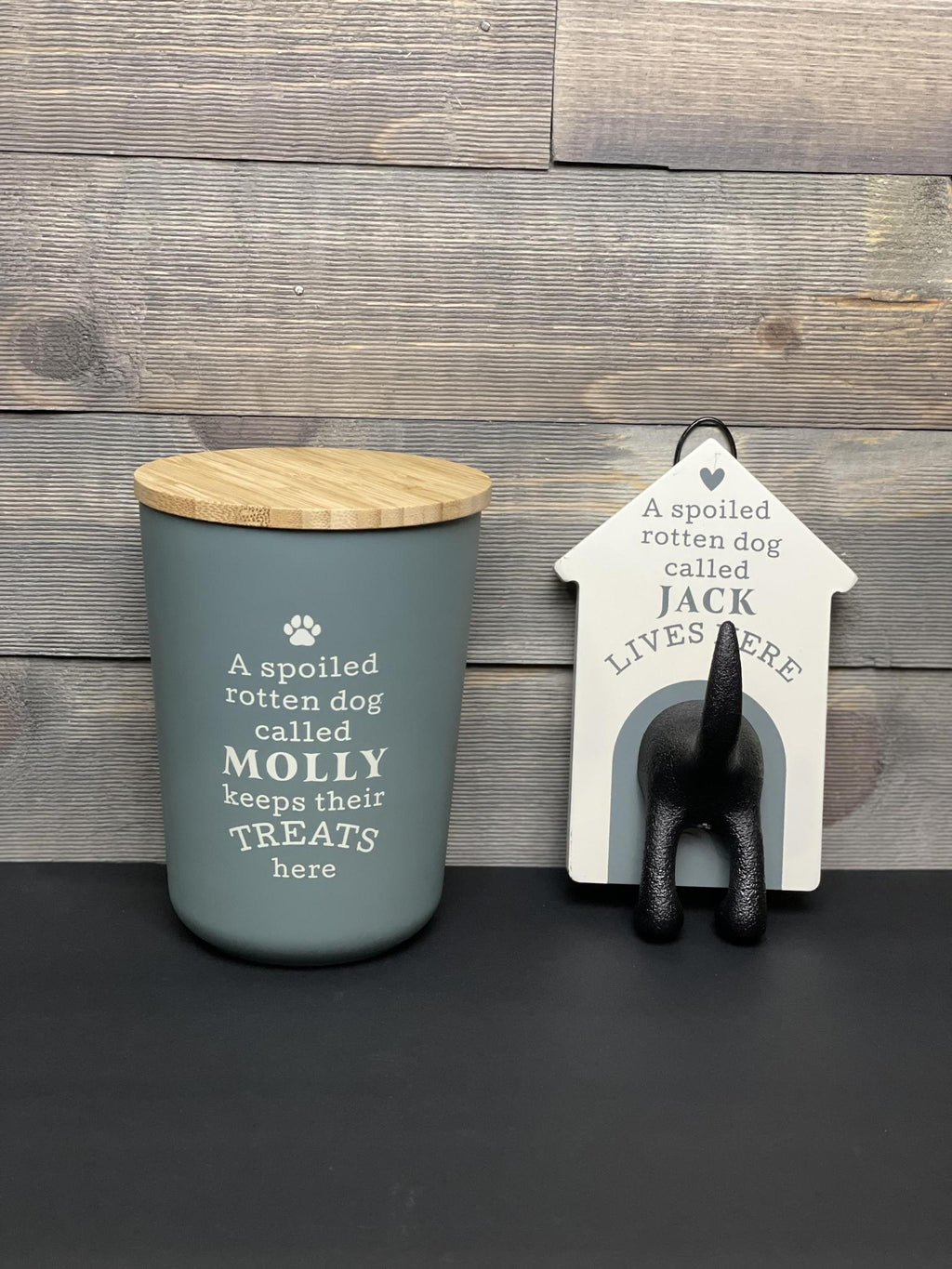 Dog Treat Jar - Grey (Pre-Printed Names)