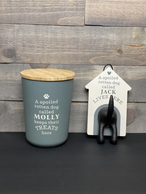 Dog Treat Jar - Grey (Pre-Printed Names)