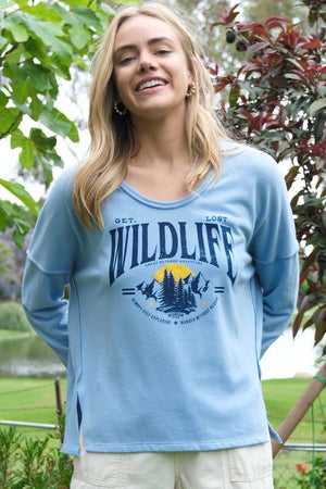 Tzila Oversized Graphic Top - Blue