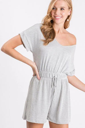 Jazzlyn Textured Knit Romper - Grey