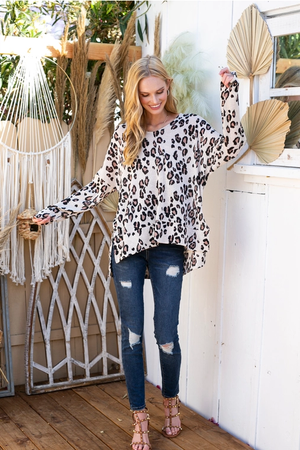 Sylvie Animal Print Top - Oatmeal