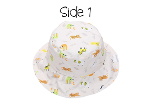 Kids UPF50+ Patterned Sun Hat - Grey Zoo