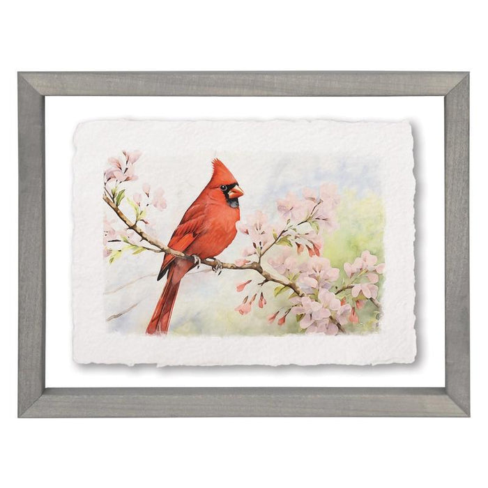Cherry Blossom Cardinal - Floating Wall Art Rectangle