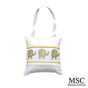 Smocked Music Pillow - Yellow Elephant