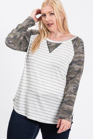 Plus Size Camo Print Long Sleeve Shirt