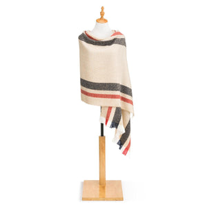 Herringbone Shawl - Tan with Stripes