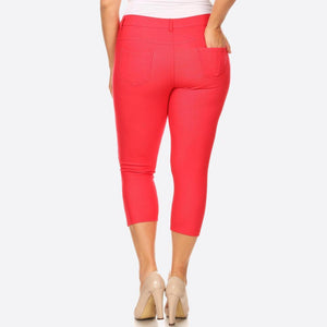 Nantucket Women's Classic Plus Size Capri Jeggings - Red