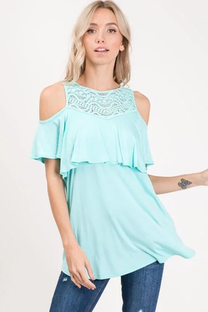 Willow Cold Shoulder Top - Mint