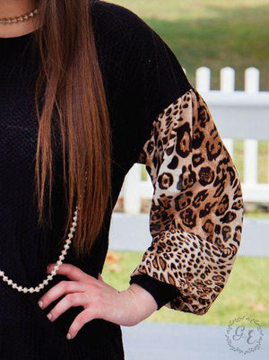 The Best of Friends Top - Black & Leopard