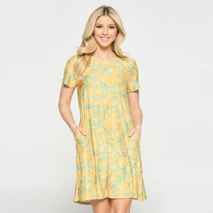 Melody Flowy Printed Dress - Yellow