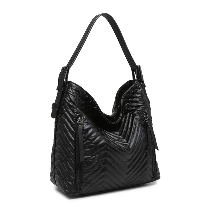 Alexa Chevron/Nylon 2-in-1 Conceal Carry Hobo Bag