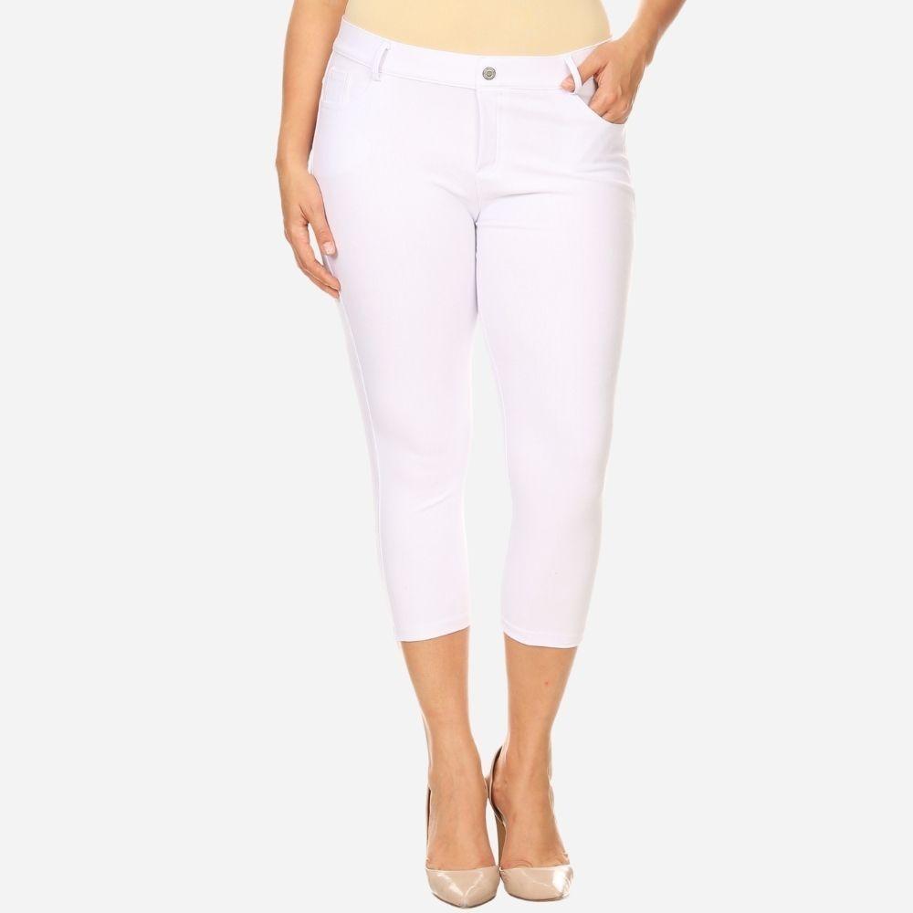 Nantucket Women's Classic Plus Size Capri Jeggings - White