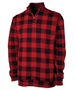 Crosswind Quarter Zip Sweatshirt - Red and Black Check