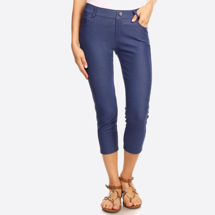 Nantucket Women's Classic Skinny Capri Jeggings - Dark Blue