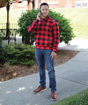 Crosswind Quarter Zip Sweatshirt - Red and Black Check